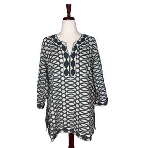 Gretchen Scott Gray Pattern Print Tunic Top    Size: Diva XXL